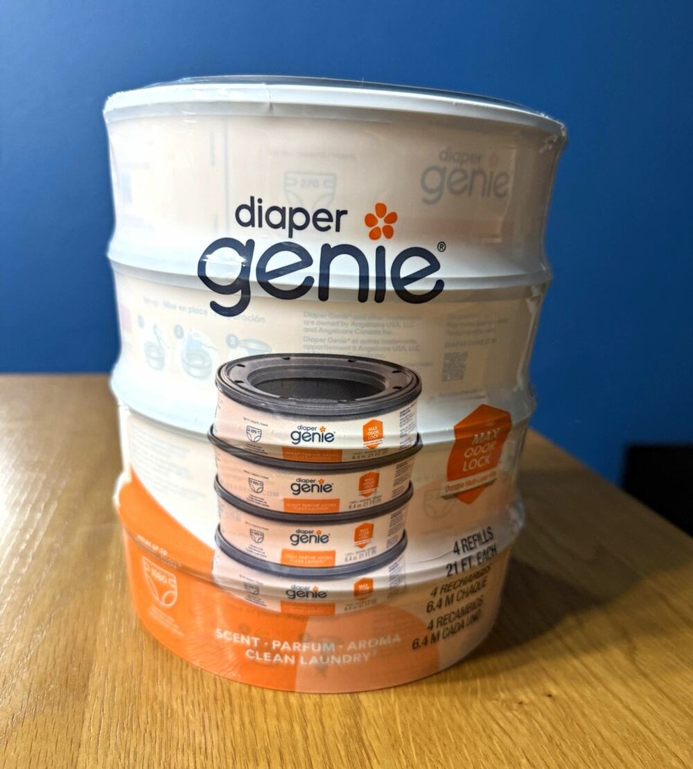 Diaper Genie Clean Laundry Scent Diaper Pail Refills, 4 Count